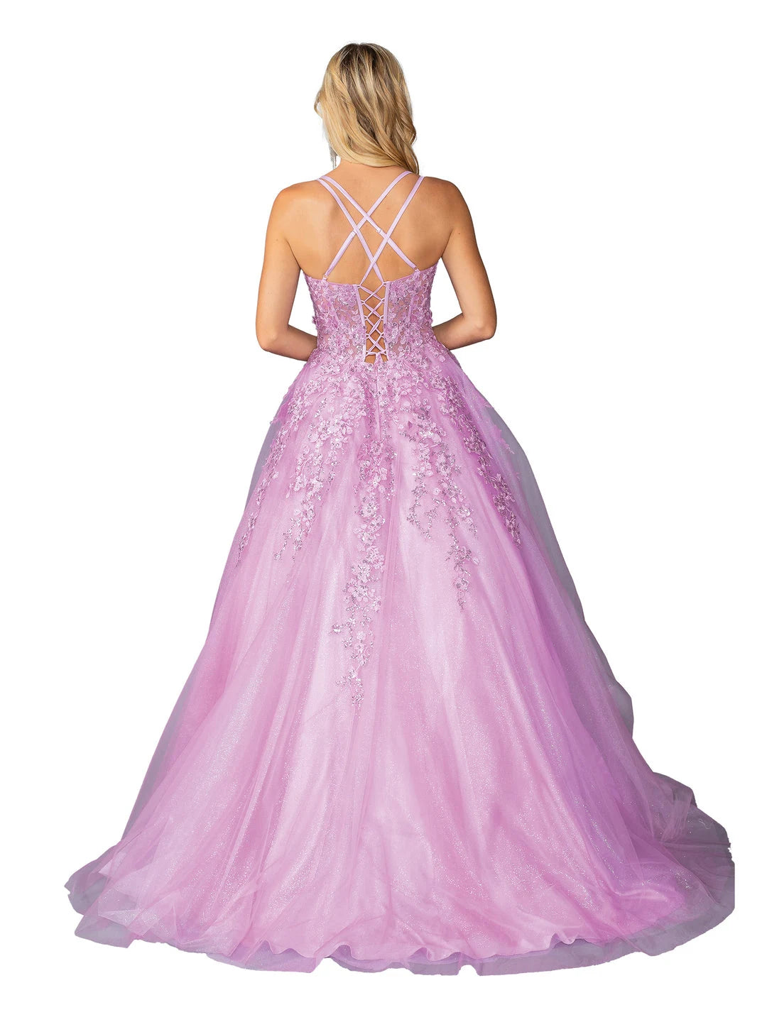Elegant A-Line Sweetheart Sleeveless Floral Applique Lilac Floor-Length Prom Dresses For Women