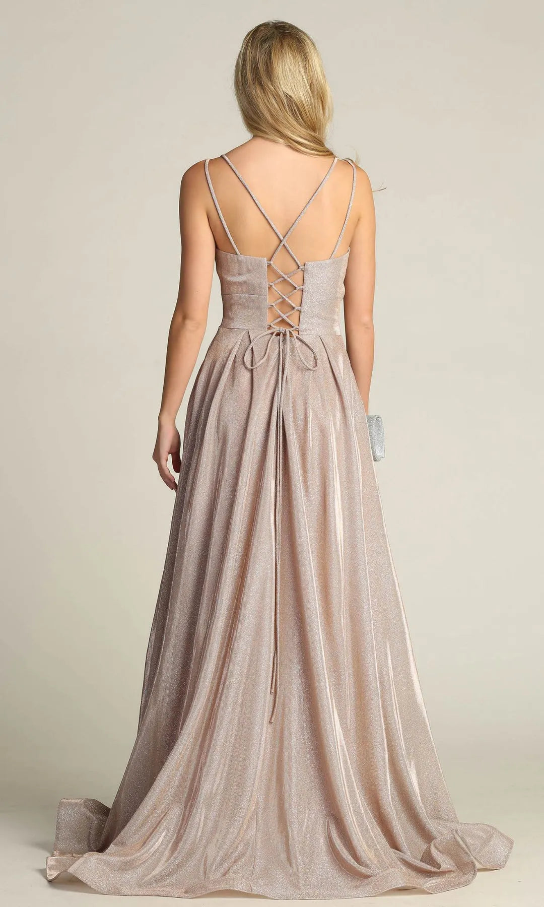 Elegant A-Line Sweetheart Sleeveless Lace-Up Back Champagne Long Prom Dresses Gown