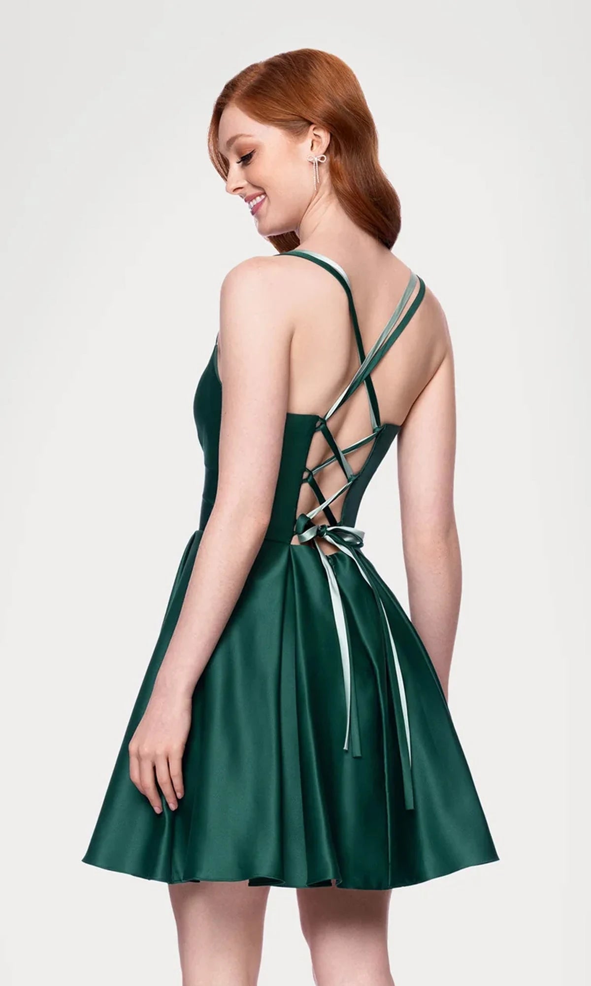 Elegant A-Line Sweetheart Sleeveless Ruched Lace-Up Emerald Short Homecoming Dress Women's