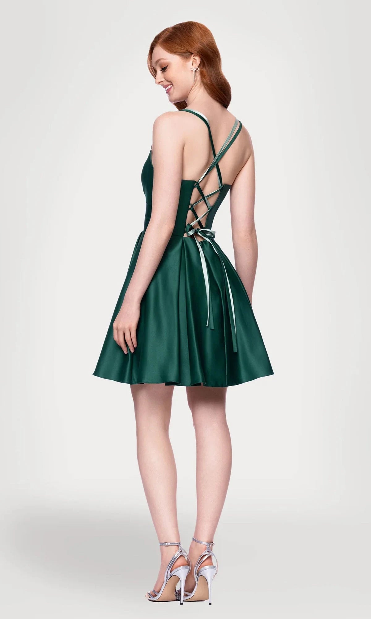 Elegant A-Line Sweetheart Sleeveless Ruched Lace-Up Emerald Short Homecoming Dress Women's