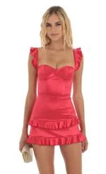Elegant A-Line Sweetheart Sleeveless Ruffled Corset Pink Mini Homecoming Dress Women's Attire