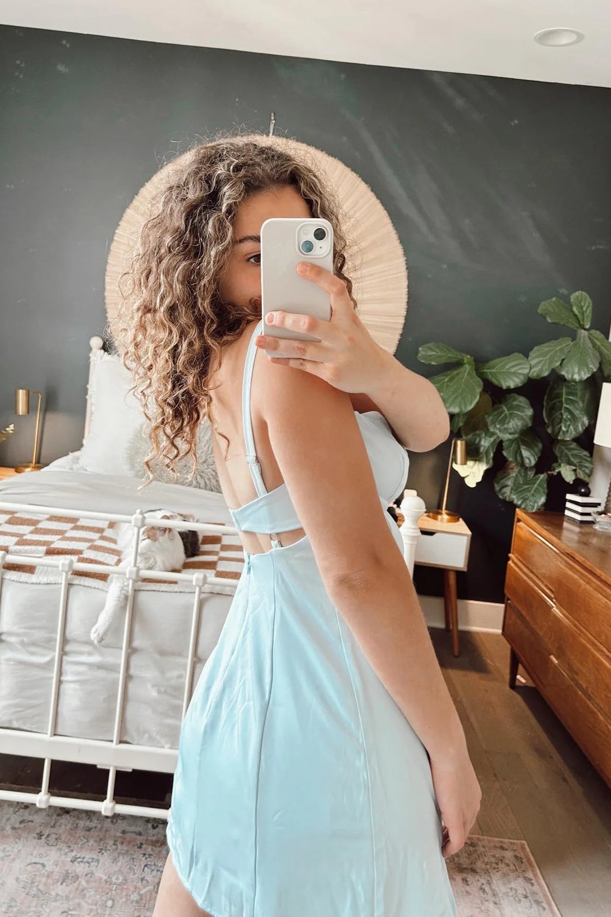 Elegant A-Line Sweetheart Sleeveless Side Slit Sky Blue Mini Homecoming Dress Women's