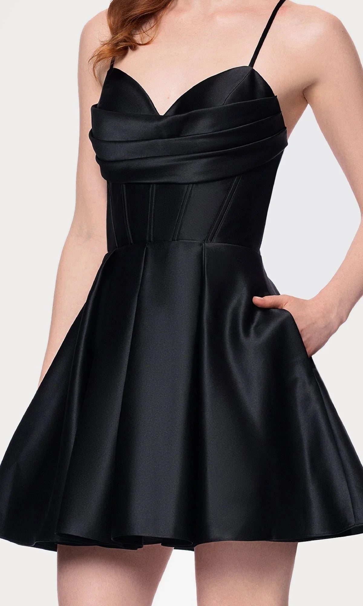 Elegant A-Line Sweetheart Strapless Corset Bodice Black Short Homecoming Dress
