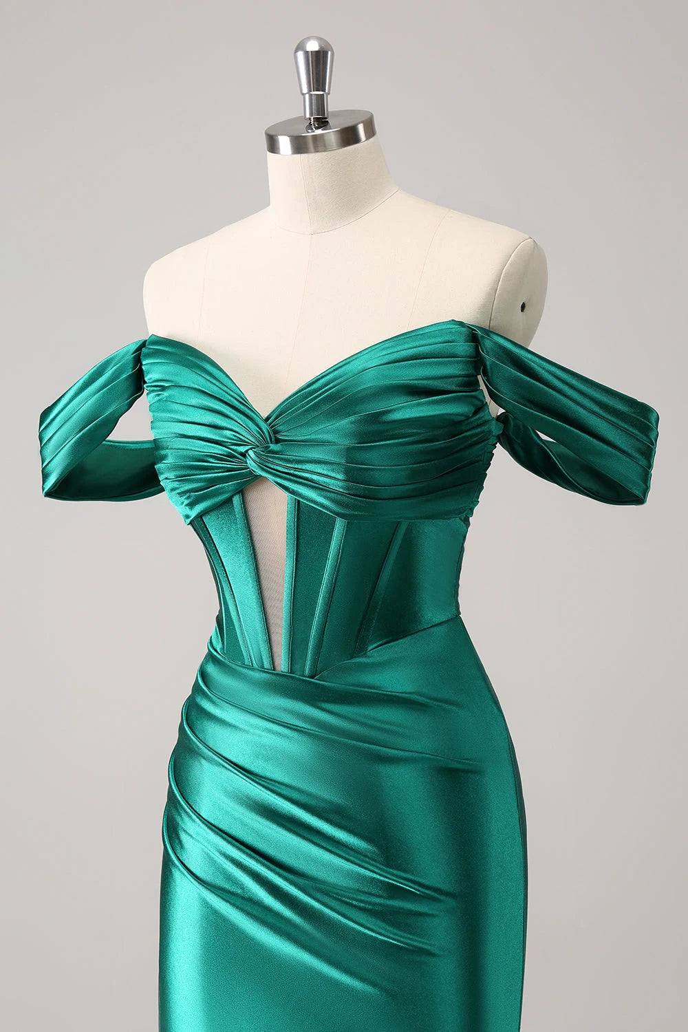 Elegant Bodycon Off-Shoulder Ruched Corset Emerald Mini Homecoming Dress for Women