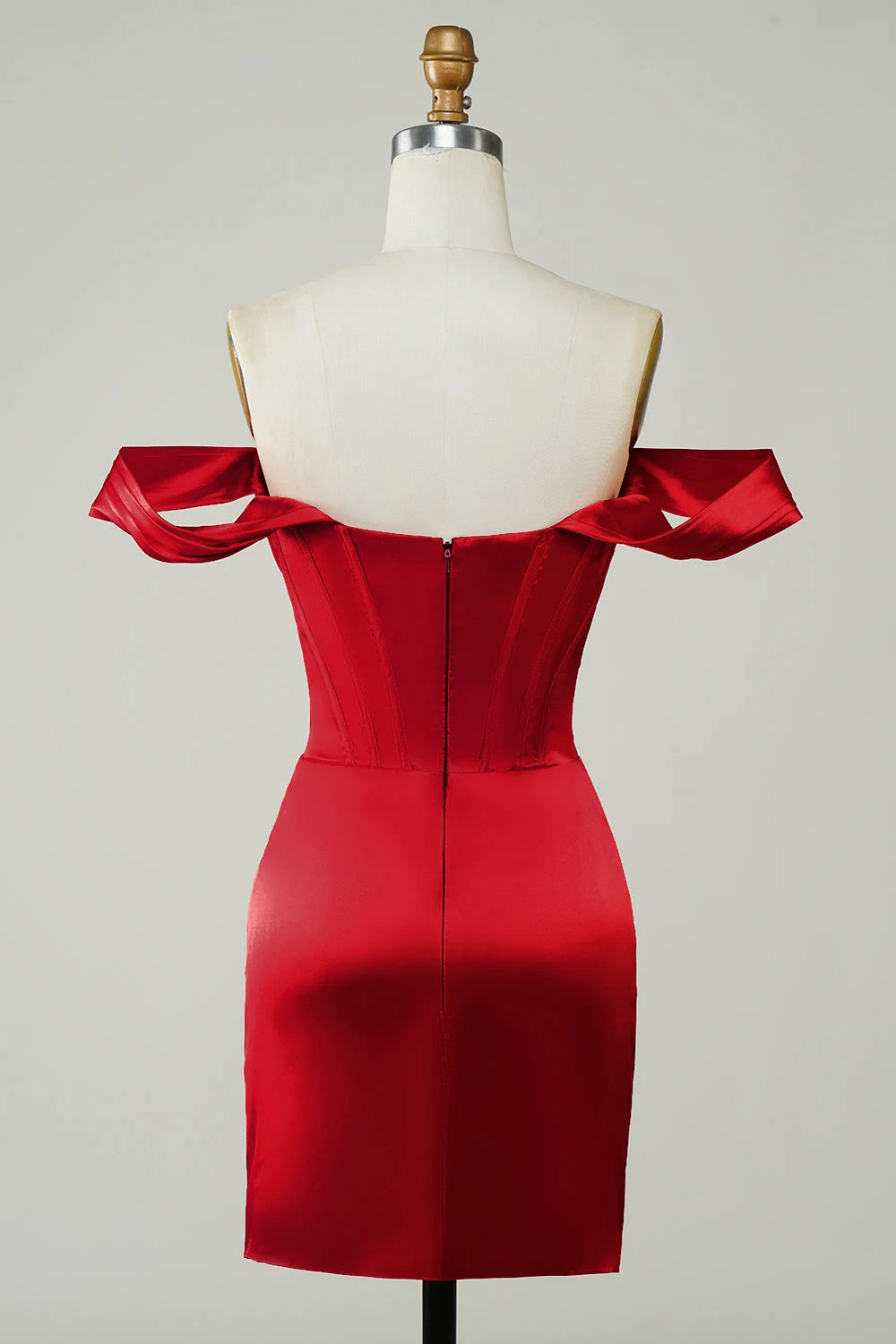 Elegant Bodycon Off-Shoulder Ruched Red Mini Homecoming Dress for Women
