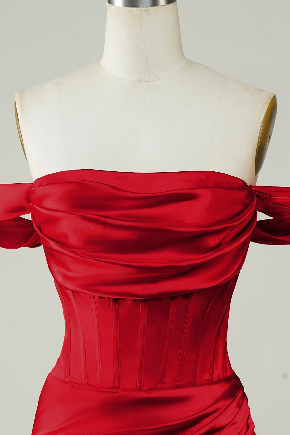 Elegant Bodycon Off-Shoulder Ruched Red Mini Homecoming Dress for Women