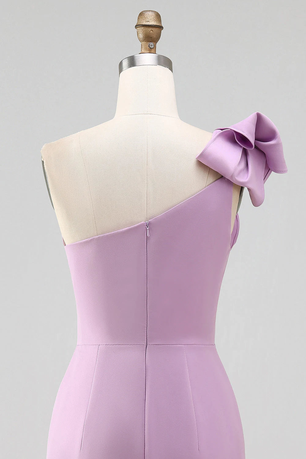 Elegant Bodycon One-Shoulder Bow-knot Ruched Lavender Mini Homecoming Dress Women's Party