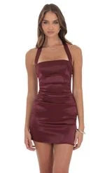 Elegant Bodycon Square Halter Sleeveless Ruched Navy Mini Homecoming Dress for Women