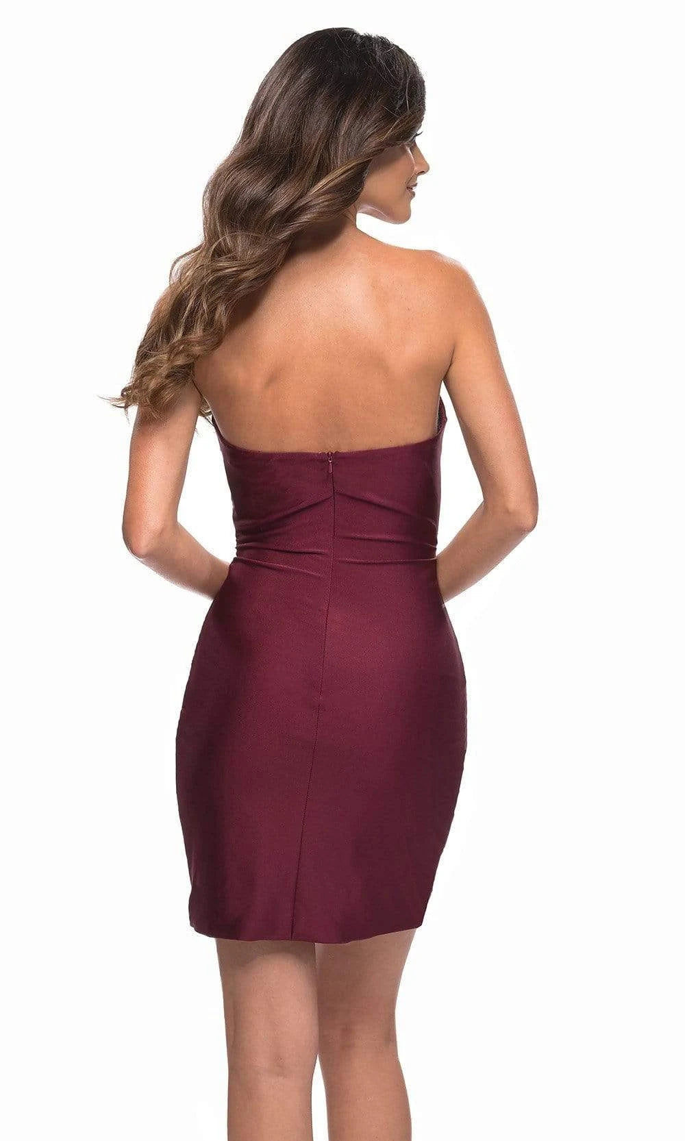 Elegant Bodycon Sweetheart Sleeveless Ruched Burgundy Mini Homecoming Dress Women's