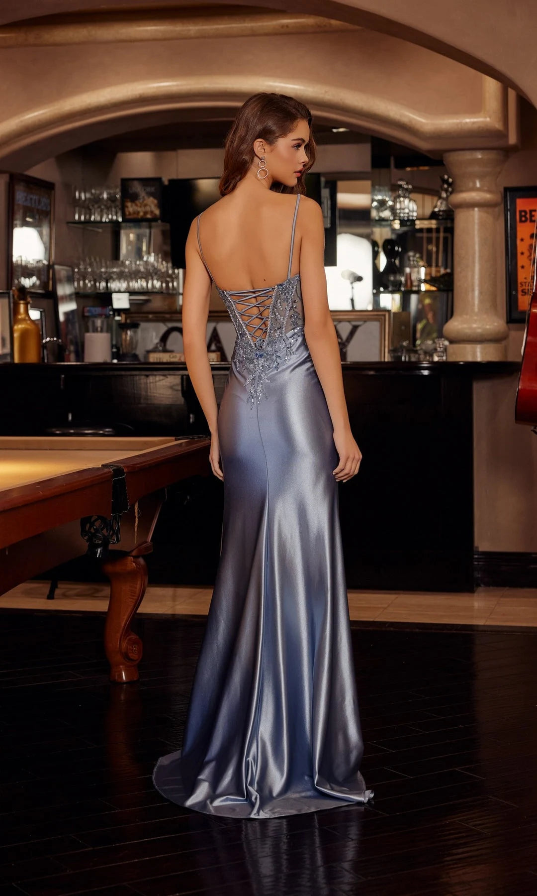 Elegant Fitted Sweetheart Sleeveless Beaded Slit Blue Maxi Prom Dresses Gown