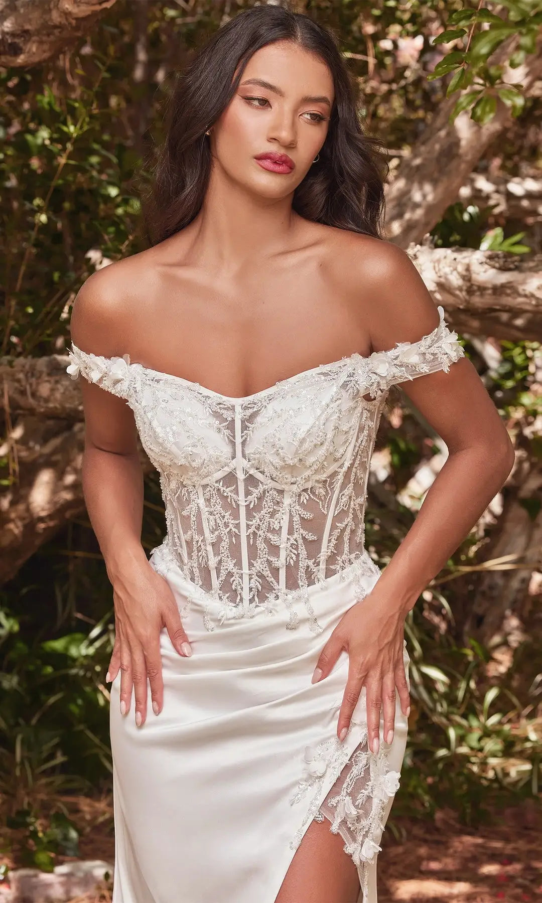 Elegant Fitted Sweetheart Sleeveless Corset Slit White Long Prom Dresses Gown