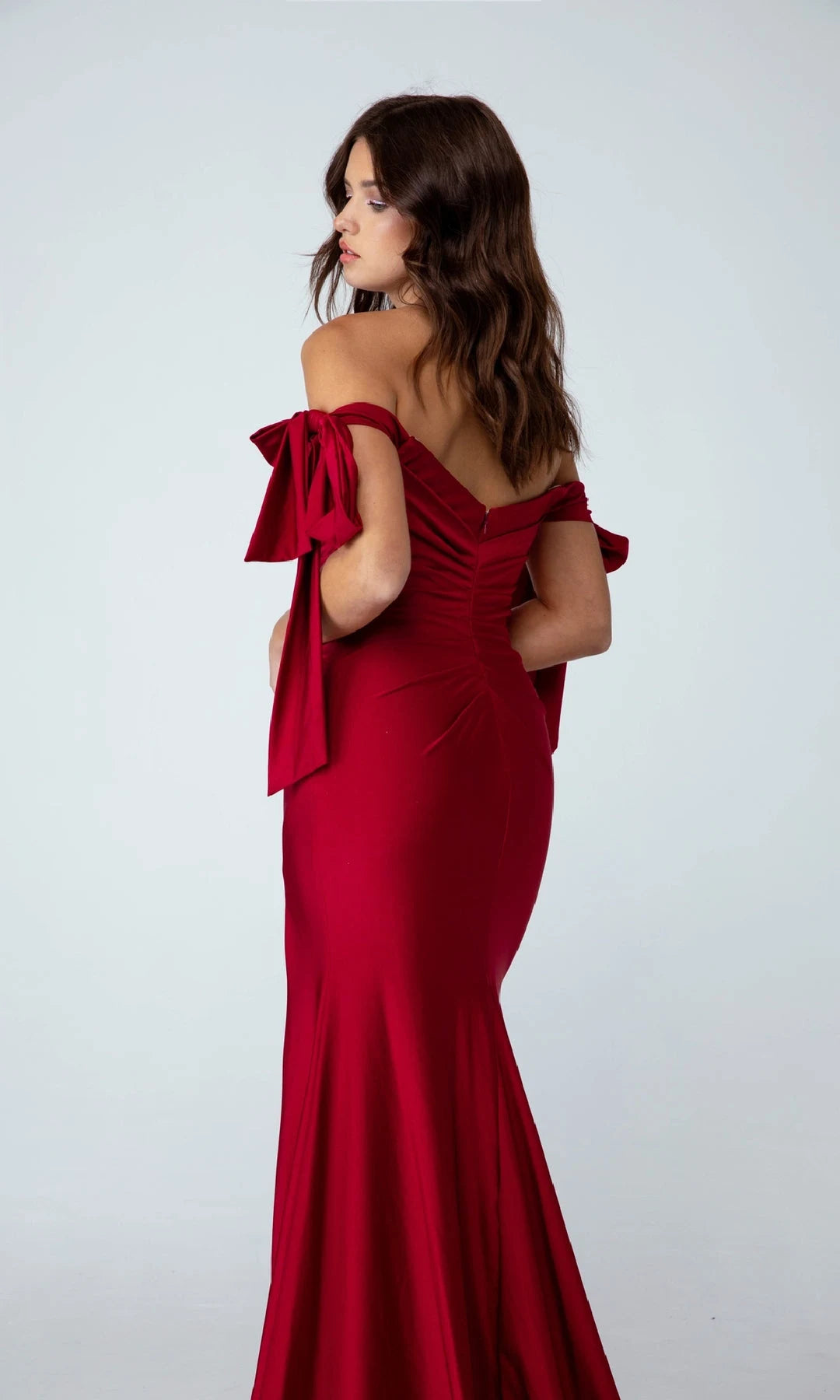 Elegant Fitted Sweetheart Sleeveless Ruched Slit Red Maxi Prom Dresses Women