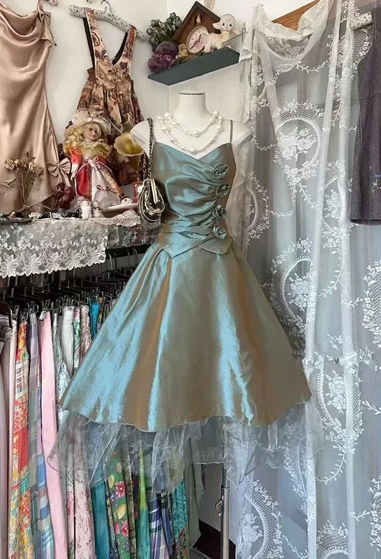Elegant Iridescent A-Line Sweetheart Sleeveless Ruched High-Low Homecoming Party Dress with Tulle Overlay