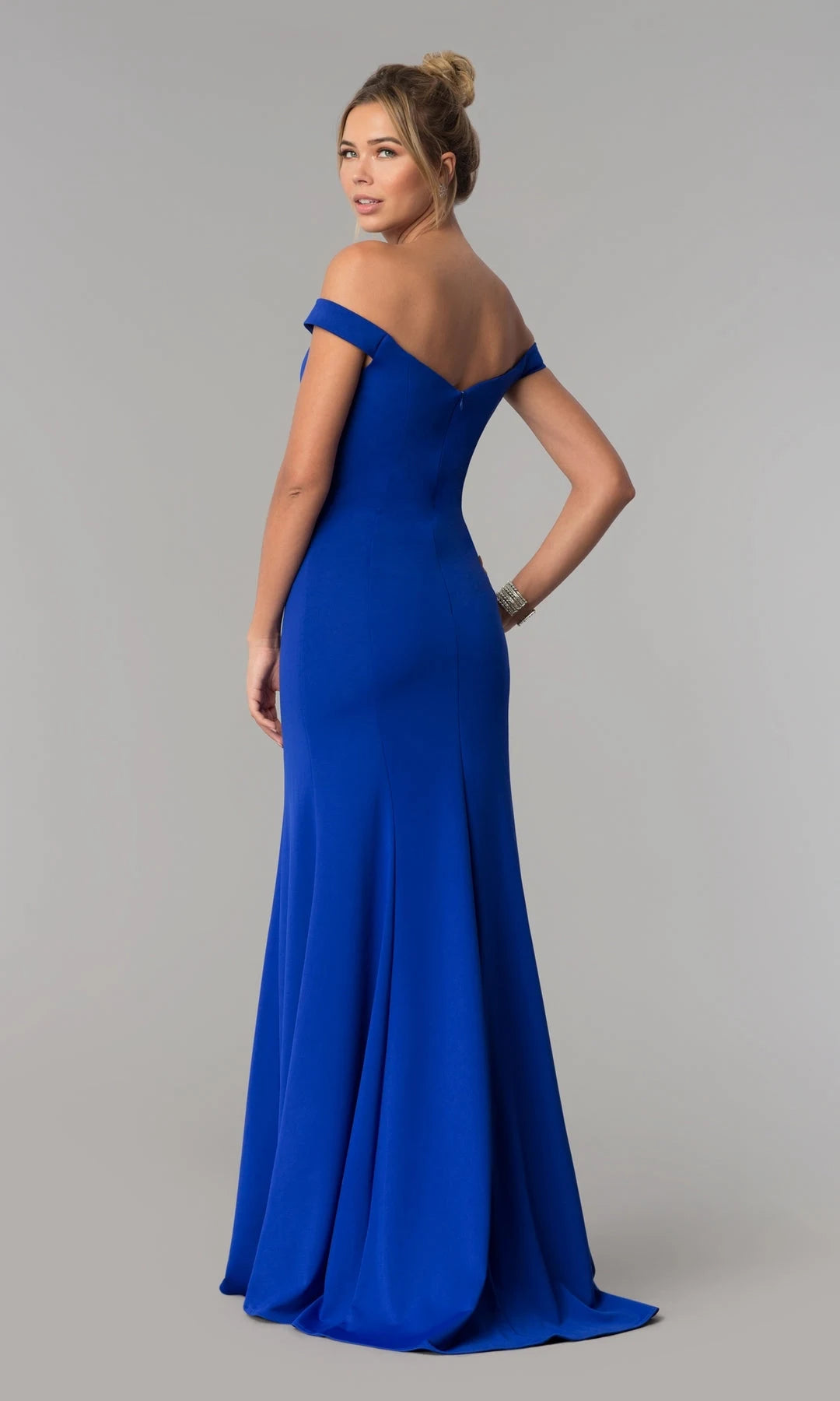 Elegant Mermaid Off-Shoulder Sleeveless Formal Royal Blue Long Prom Dresses Gown
