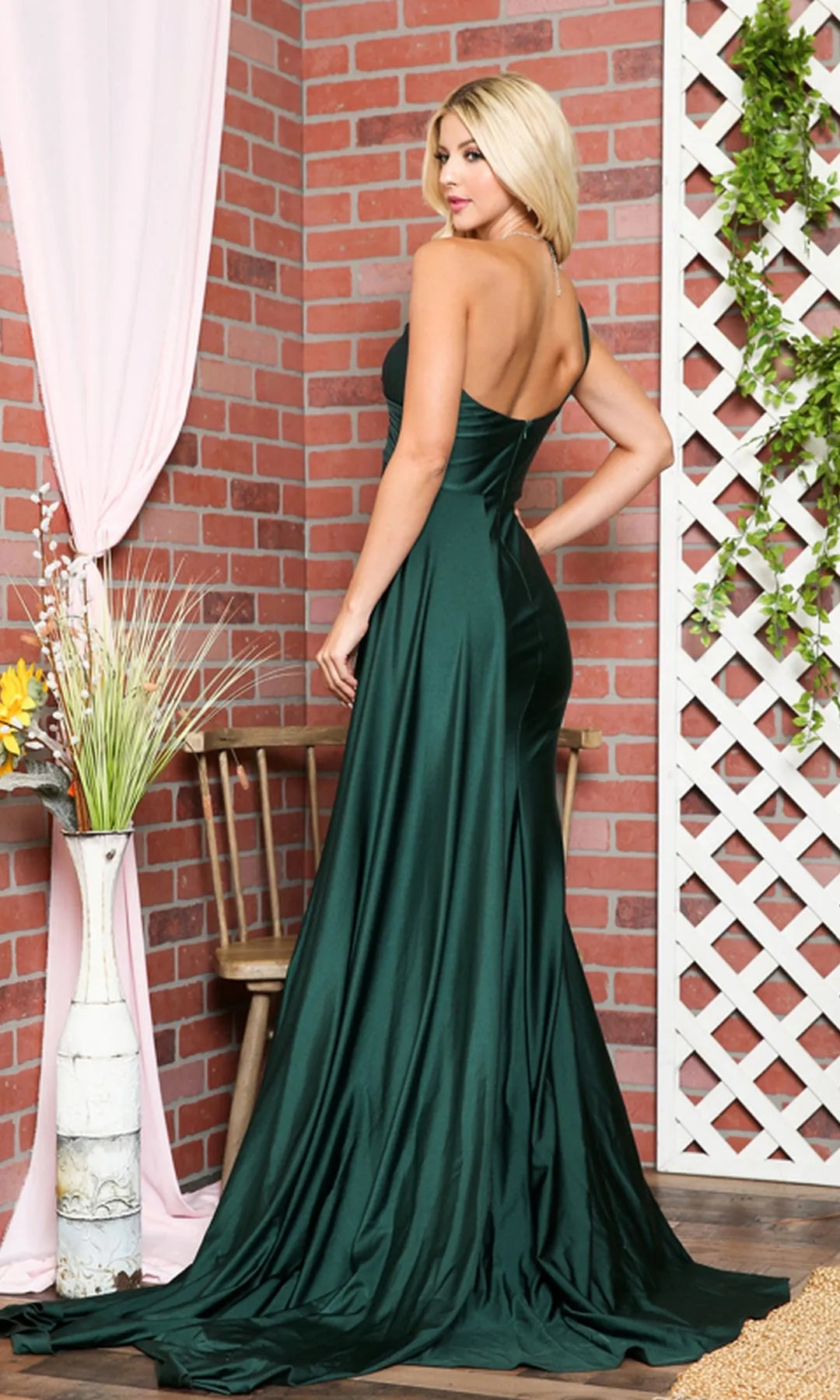 Elegant Mermaid One-Shoulder Ruched Emerald Floor-Length Prom Dress Women's Gown