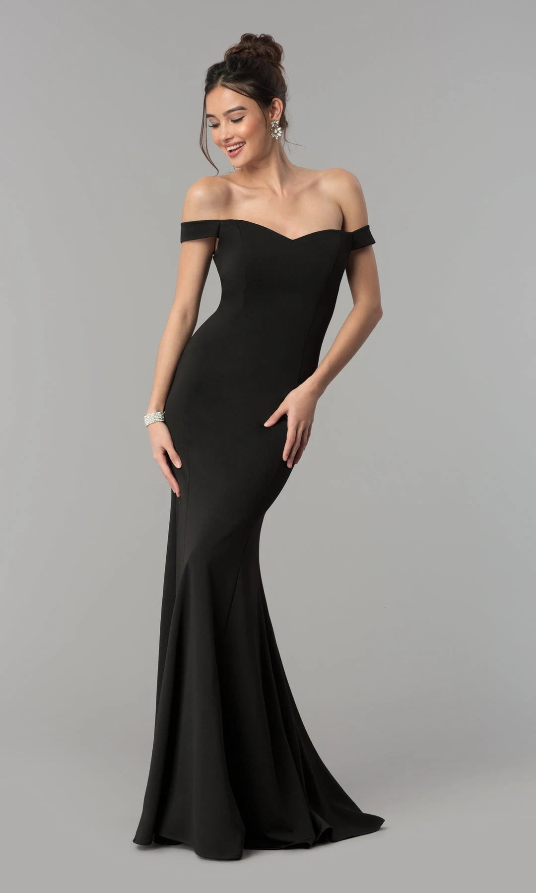 Elegant Mermaid Sweetheart Off-Shoulder Sleek Formal Black Long Prom Dresses Women