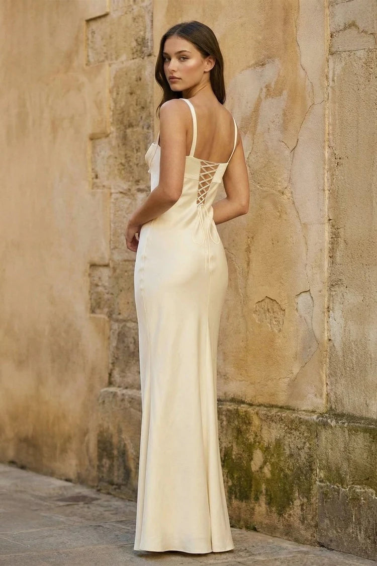 Elegant Mermaid Sweetheart Sleeveless Chic Glamorous Ivory Floor-Length Prom Dresses Women's Gown
