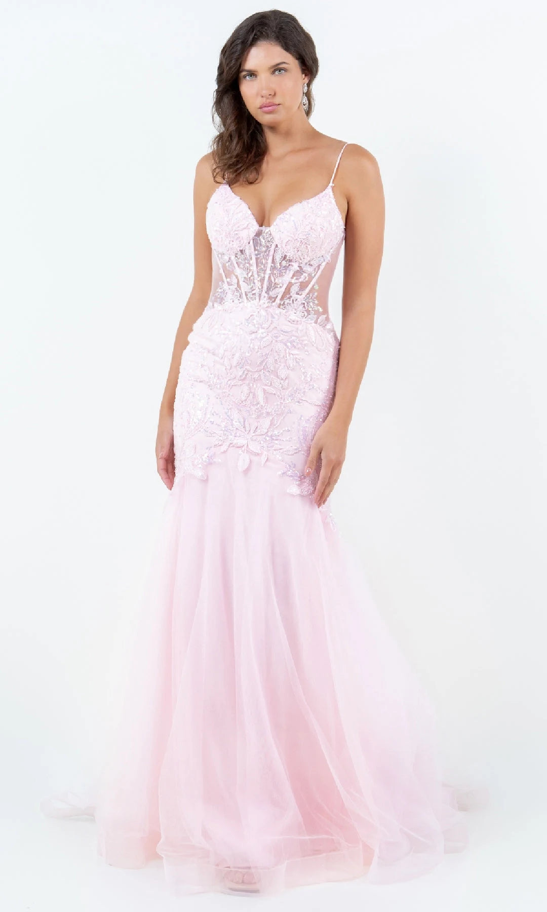 Elegant Mermaid Sweetheart Sleeveless Corset Applique Pink Long Prom Dresses Women
