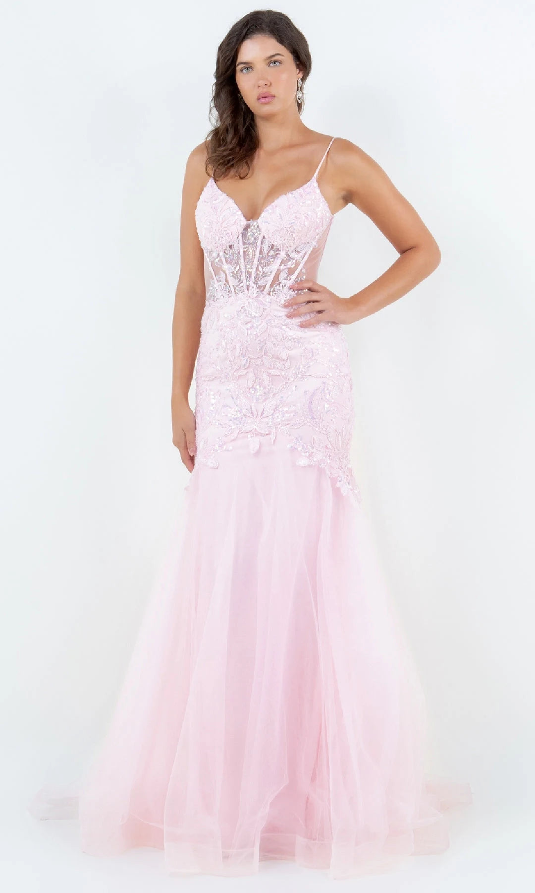 Elegant Mermaid Sweetheart Sleeveless Corset Applique Pink Long Prom Dresses Women