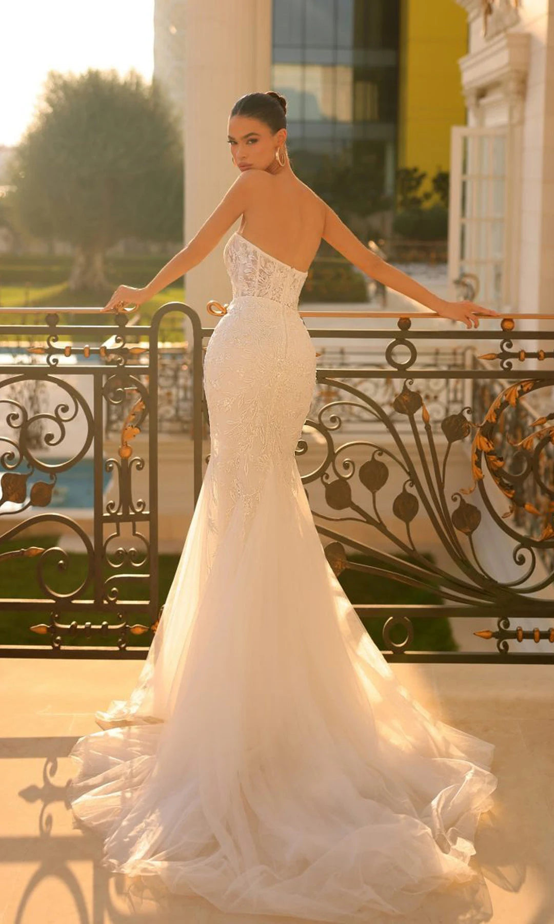 Elegant Mermaid Sweetheart Sleeveless Corset Backless White Long Prom Dresses Women Gown