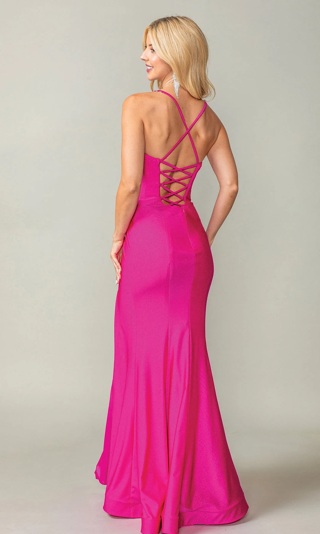 Elegant Mermaid Sweetheart Sleeveless Slit Backless Fuchsia Maxi Prom Dresses Gown