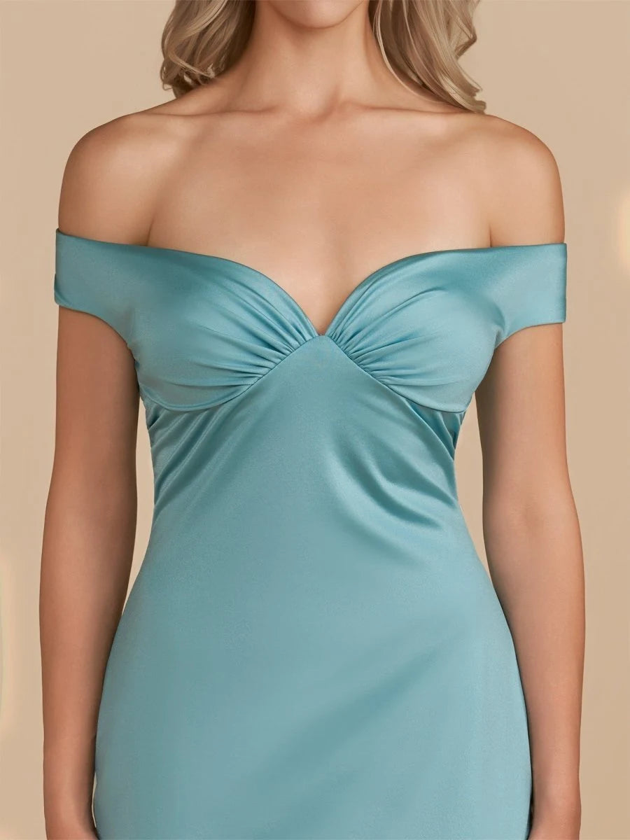 Elegant Off-Shoulder Ruched Teal Mini Homecoming Dress with Cap Sleeves