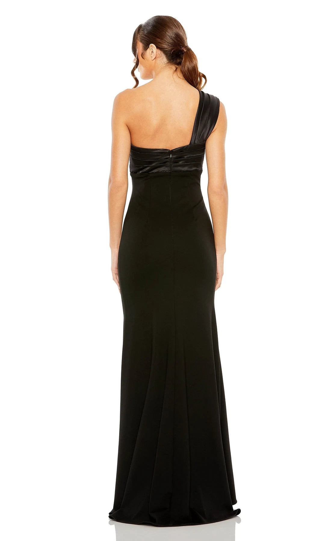 Elegant Sheath One-Shoulder Sleeveless Bow Pleated Black Maxi Prom Dresses Women