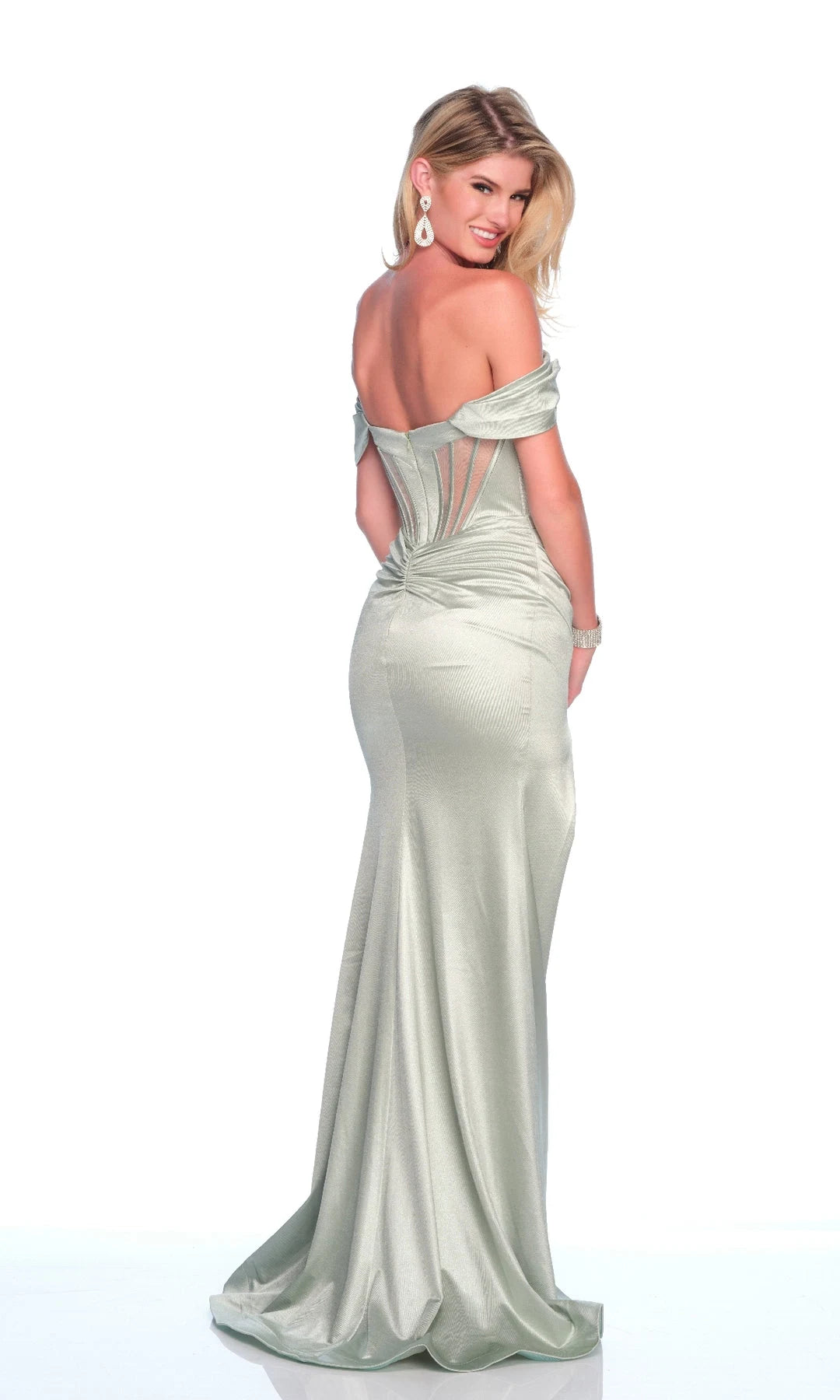 Elegant Sheath Sweetheart Sleeveless Beaded-Slit Sage Long Prom Dresses Women Gown