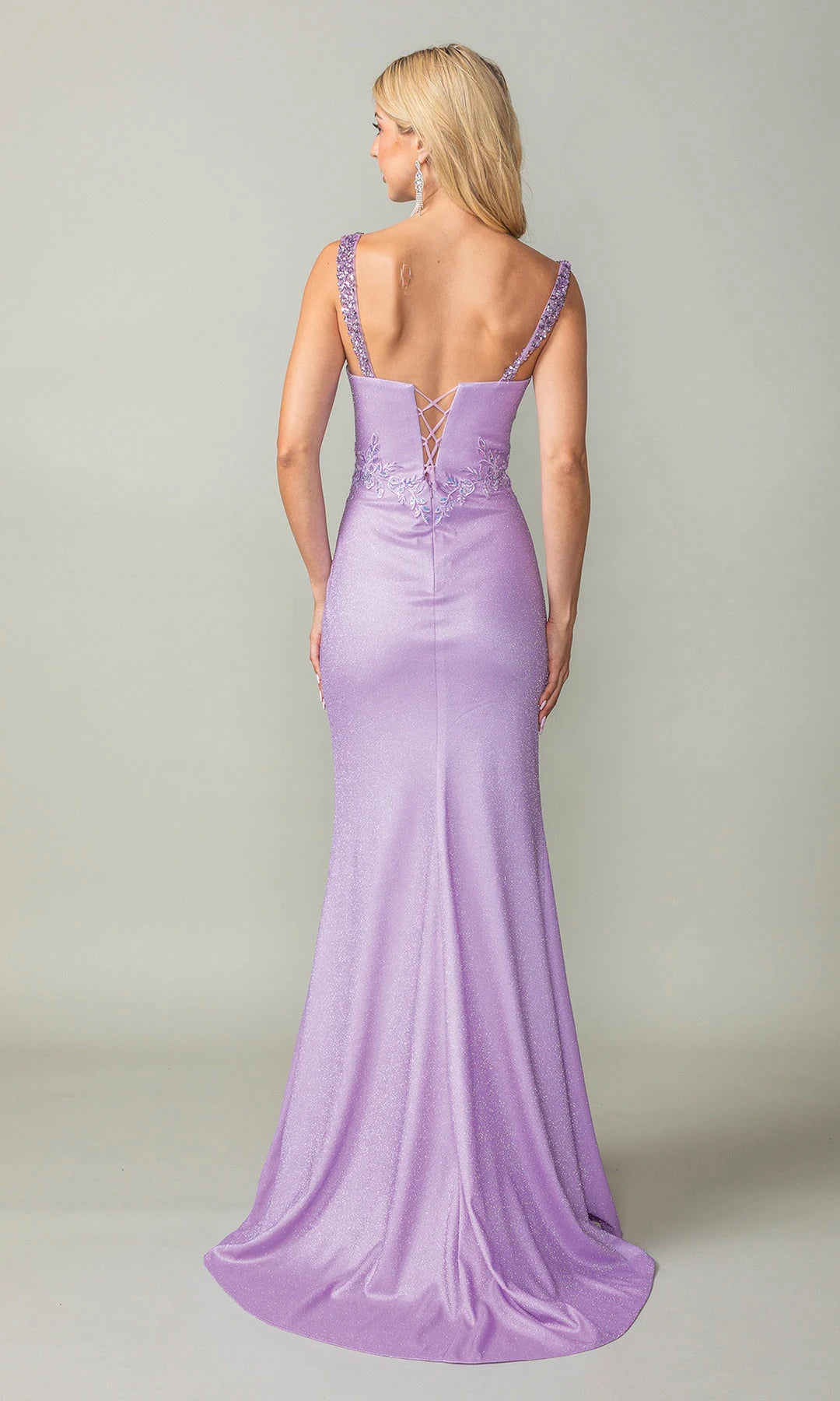 Elegant Sheath Sweetheart Sleeveless Beaded Slit Lilac Maxi Prom Dresses Gown