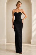 Elegant Sheath Sweetheart Sleeveless Classic Chic Black Floor-Length Prom Dresses Women's Gown