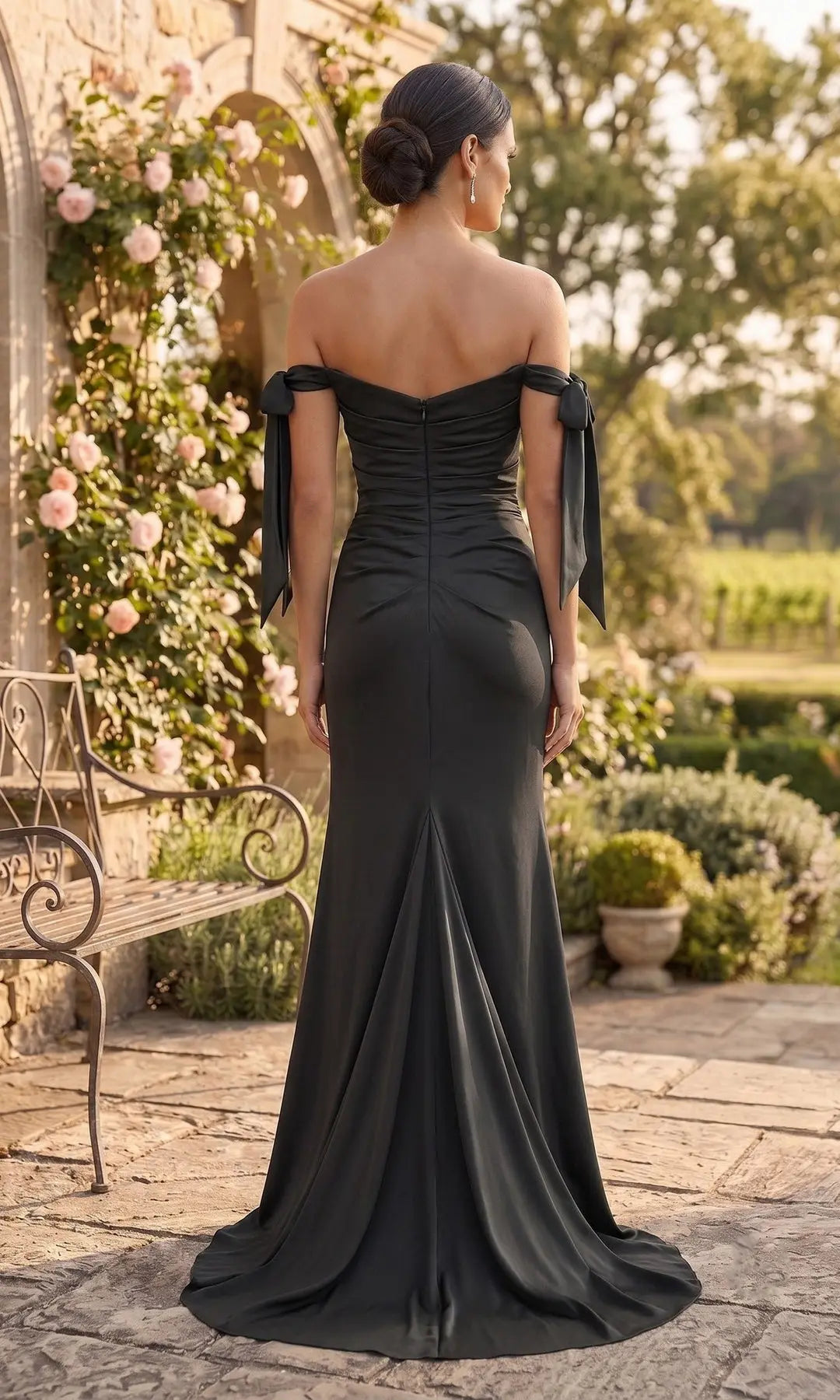 Elegant Sheath Sweetheart Sleeveless Ruched Slit Black Maxi Prom Dresses Gown