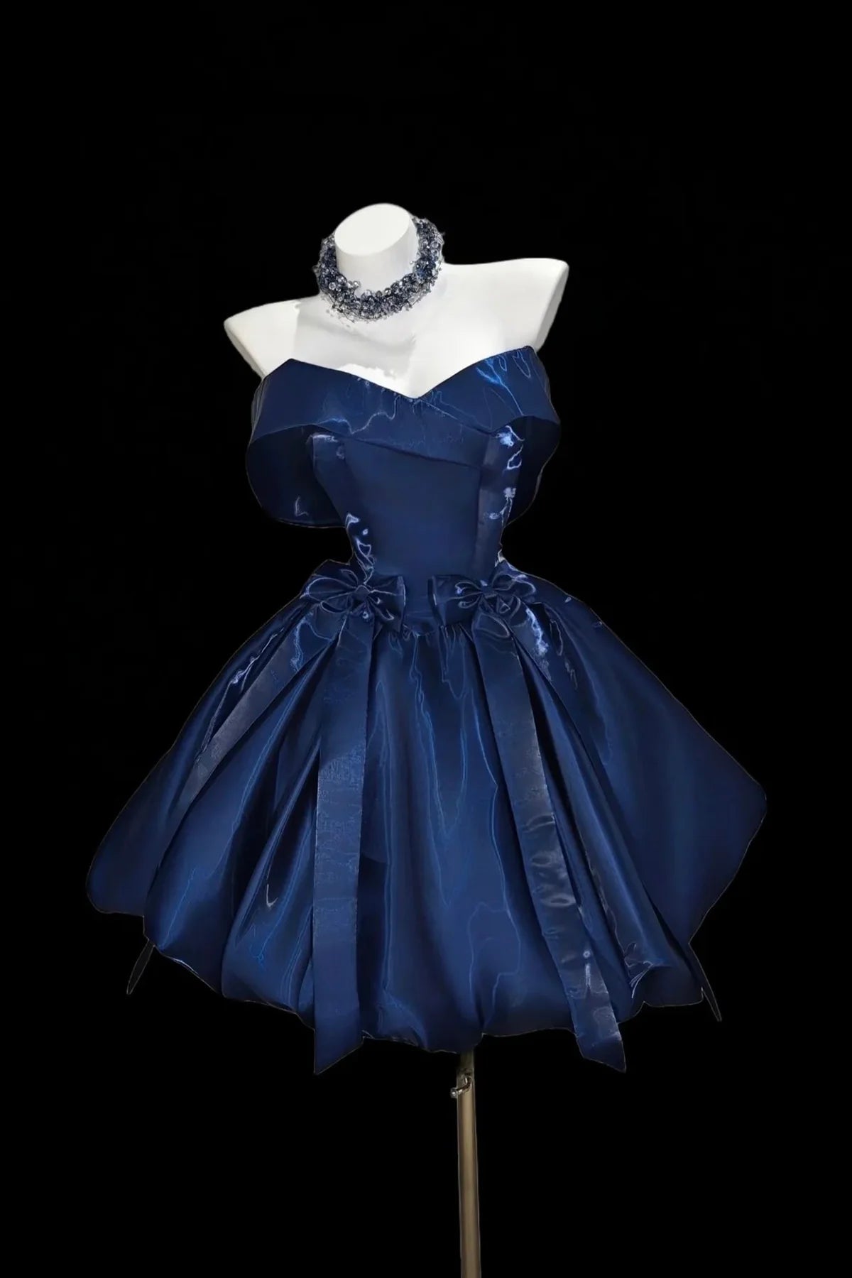 Elegant Shimmering A-line Fold-over Off-the-Shoulder Sweetheart Sleeveless Short Homecoming Dress