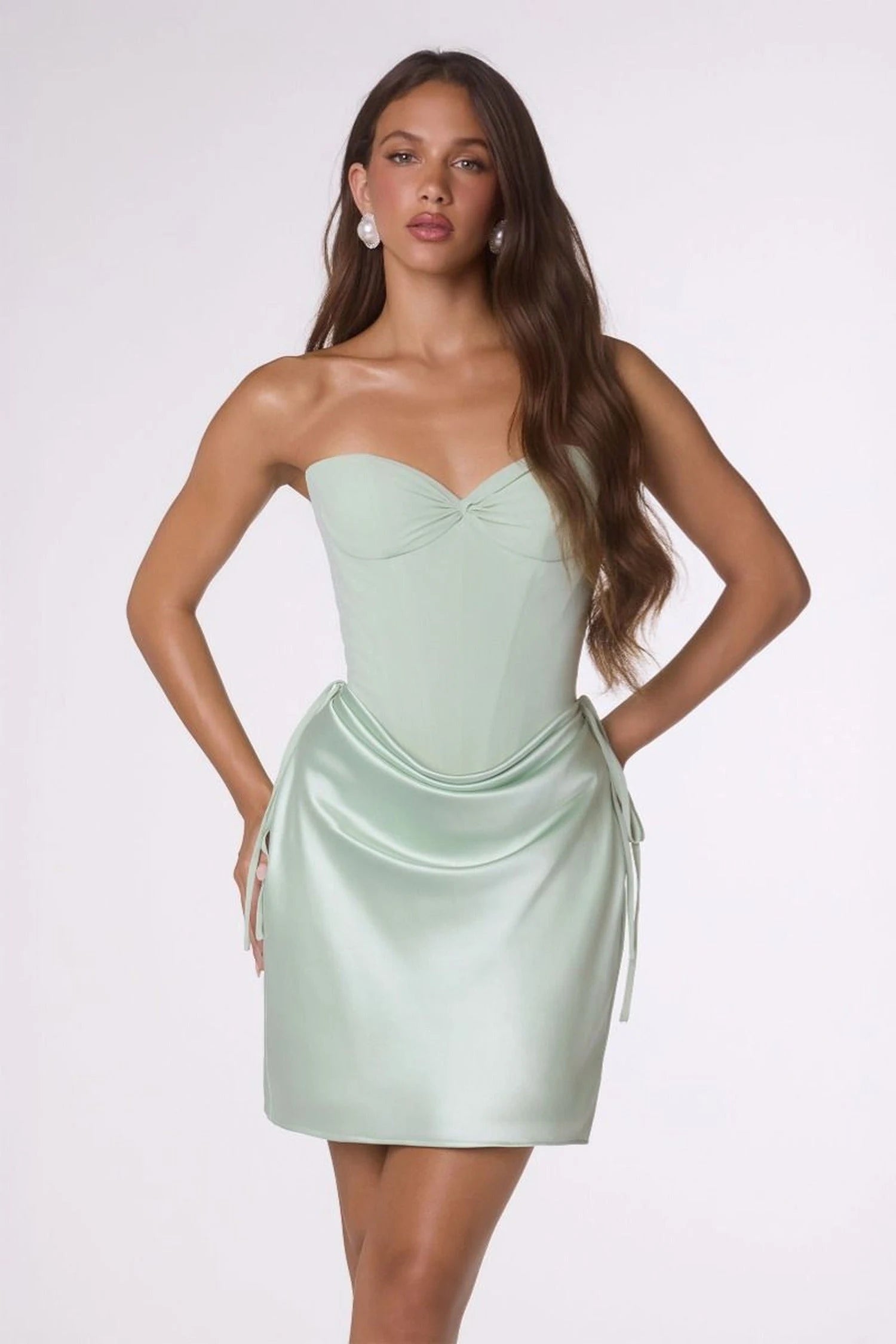 Elegant Strapless Corset Draped Chocolate Mini Homecoming Dress Women's