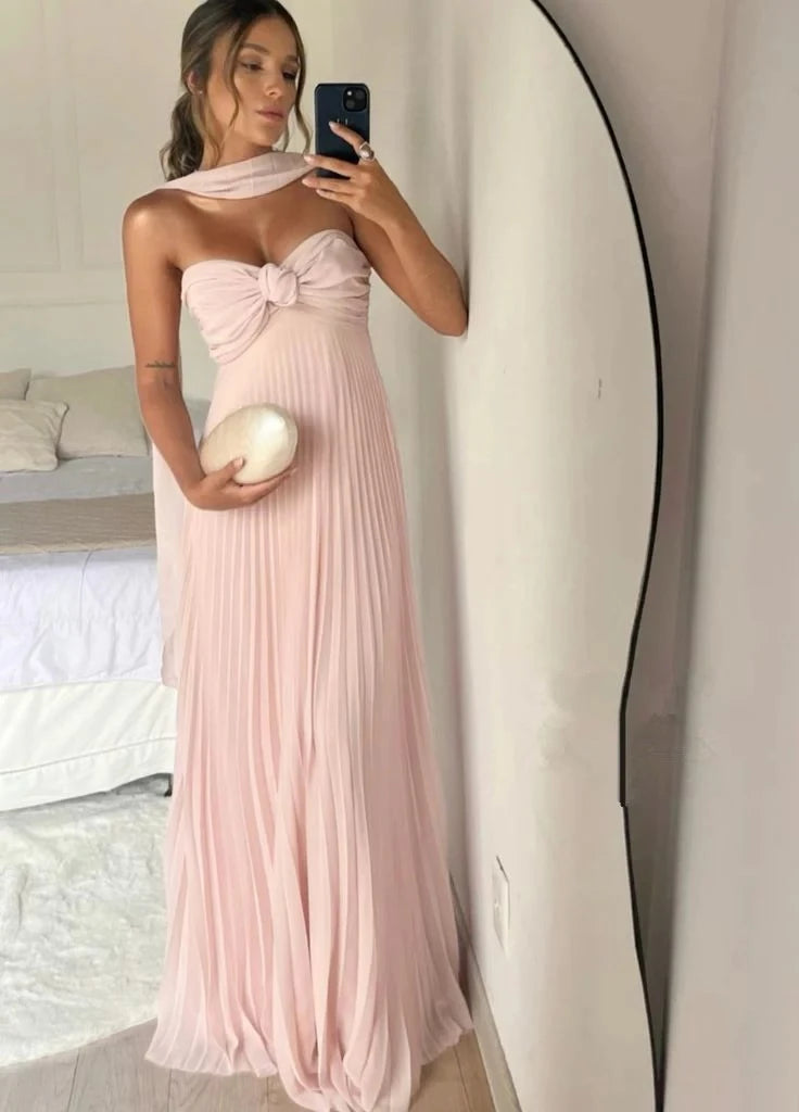 Ethereal A-Line Sweetheart Neck Strapless Detachable Scarf Floor Length Evening Dress