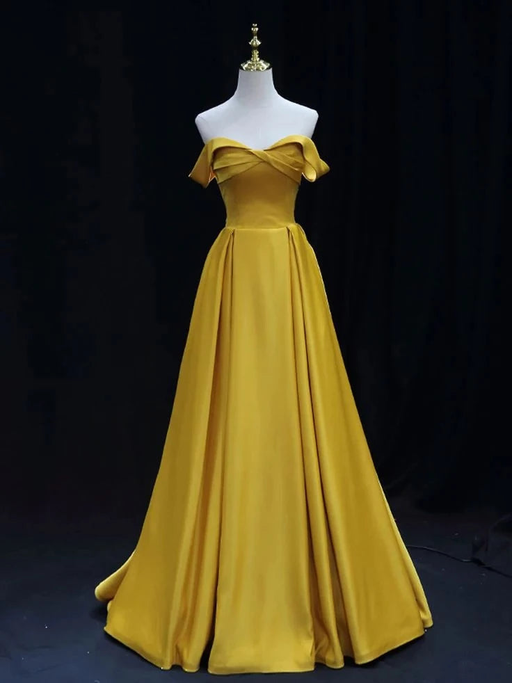 Glamorous A-Line Off-The-Shoulder Sleeveless Lace-Up-Back Train Floor-Length Evening Dress
