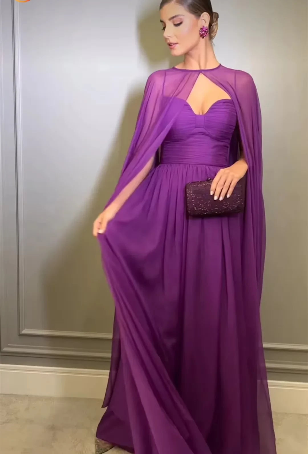 Glamorous A-Line Sweetheart Sleeveless Cape-Floor-Length Evening Dress