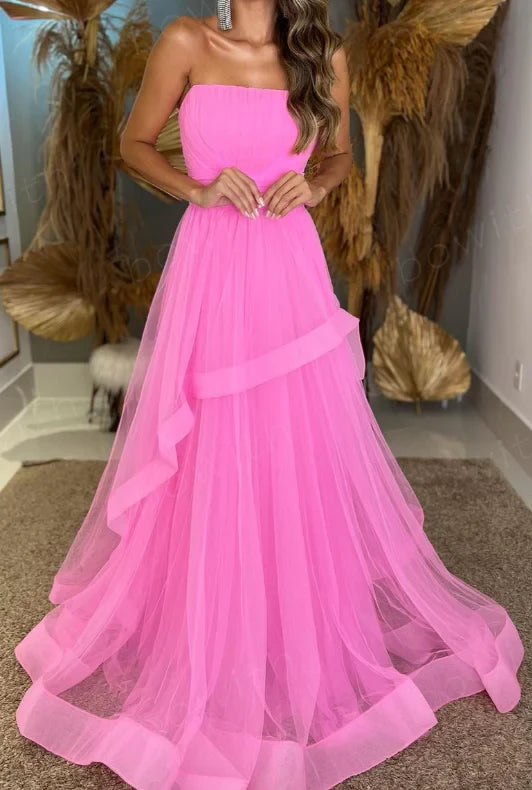 Glamorous A-line Strapless Sweetheart Sleeveless Closed Back Floor Length Prom Dress