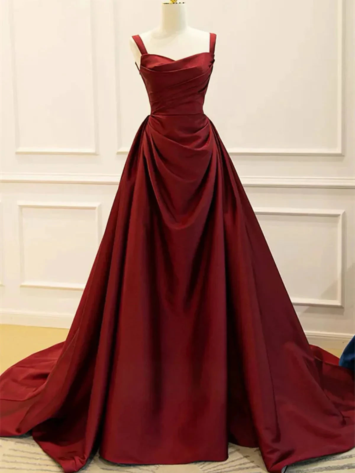Glamorous Ball Gown Sweetheart Neck Sleeveless Lace-Up Back Ruched Satin Evening Dress