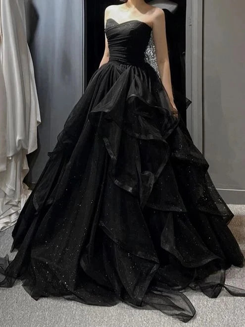Glamorous Ball-Gown Sweetheart Sleeveless Lace-Up-Back Floor-Length Evening Dress