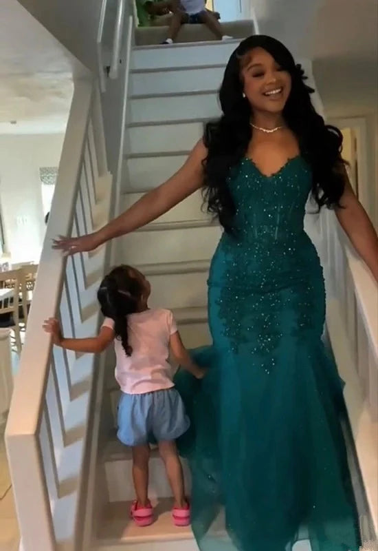Glamorous Mermaid Sweetheart Neck Strapless Open Back Floor Length Evening Dress