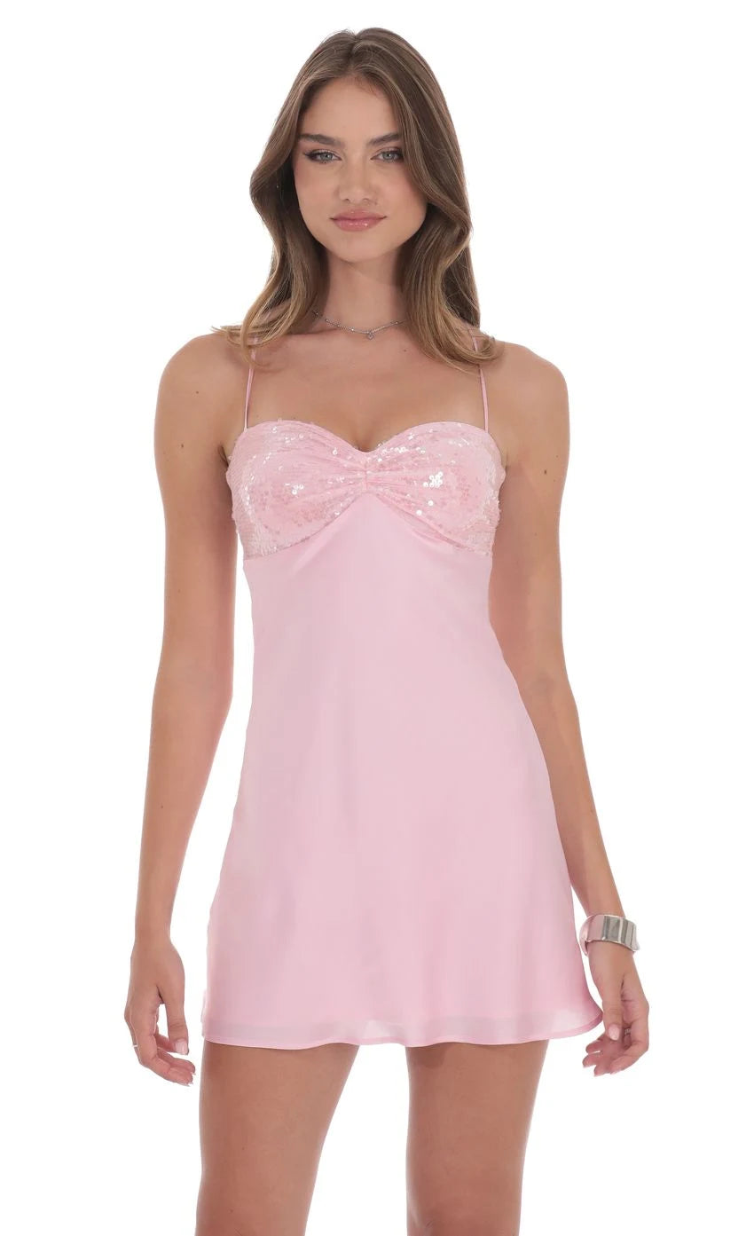 Glamorous A-Line Sweetheart Sleeveless Sequin Ruched Baby Pink Mini Homecoming Dress