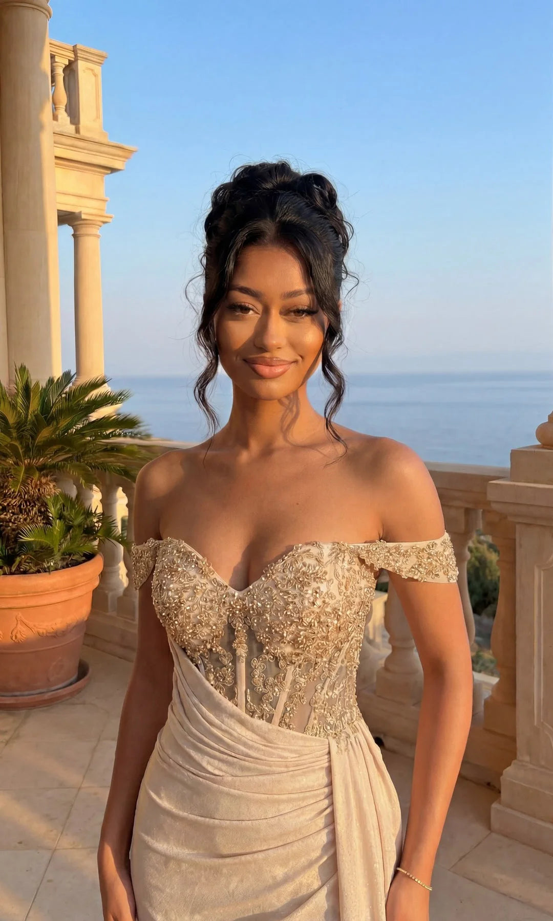 Glamorous Fitted Sweetheart Sleeveless Ruched Slit Champagne Long Prom Dresses Women Gown