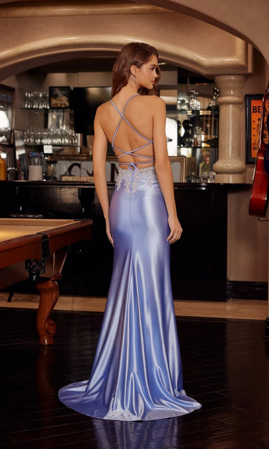 Glamorous Fitted V-Neck Sleeveless Lace Slit Lilac Long Prom Dresses Women Gown
