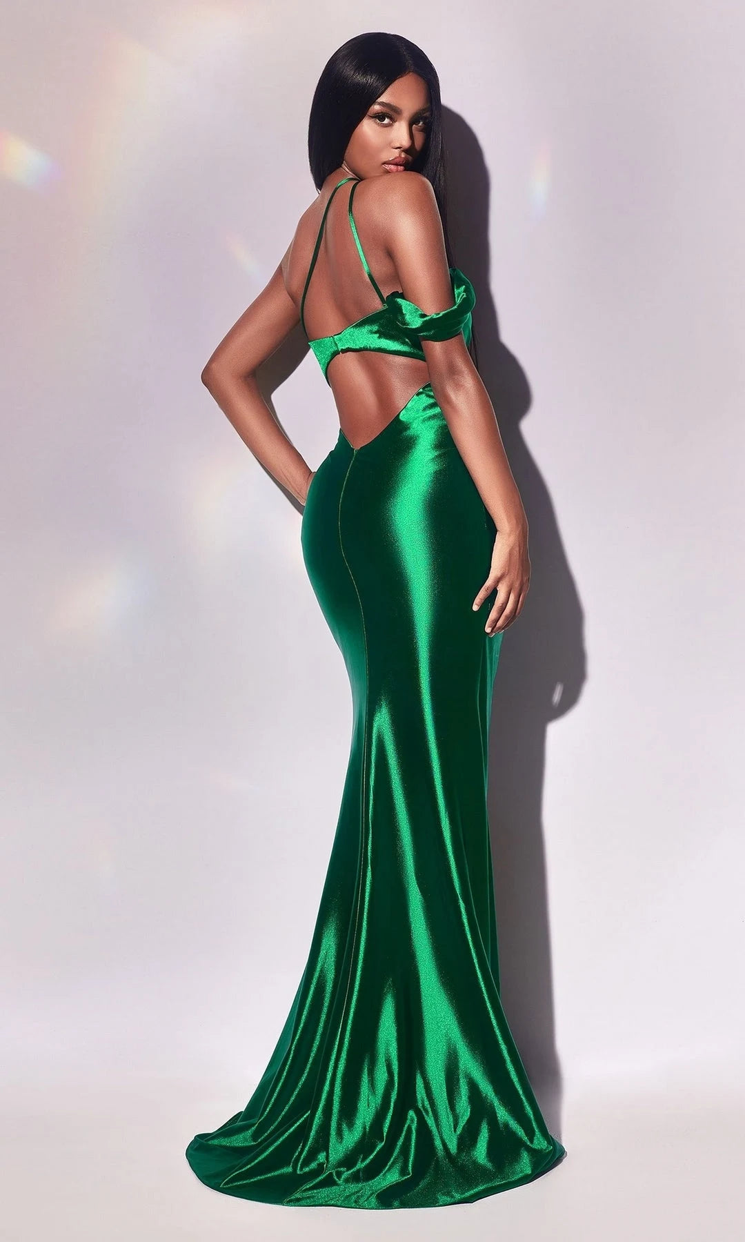 Glamorous Mermaid Asymmetrical Sleeveless Cutout Slit Green Maxi Prom Dresses Women