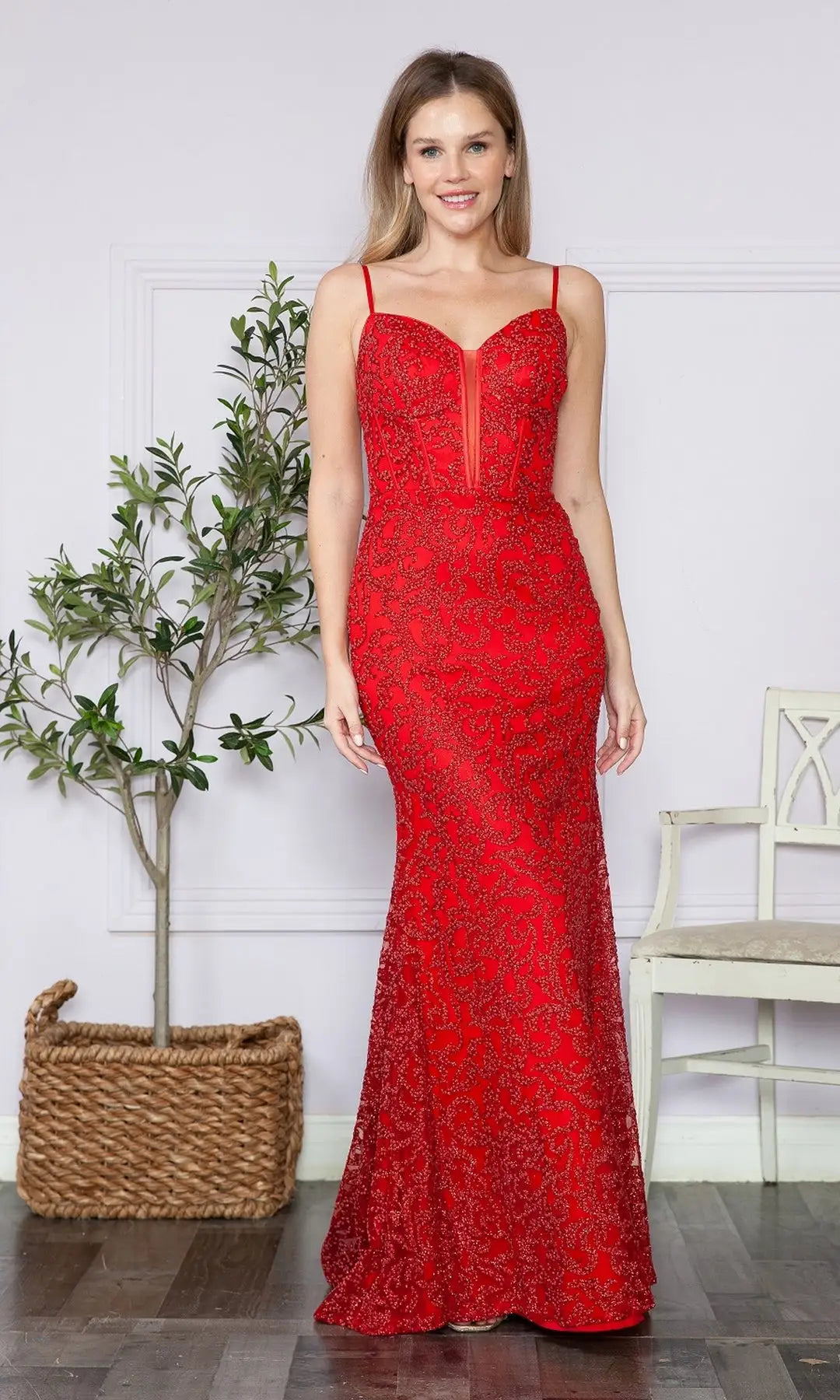 Glamorous Mermaid Sweetheart Sleeveless Corset Beaded Red Long Prom Dresses Women