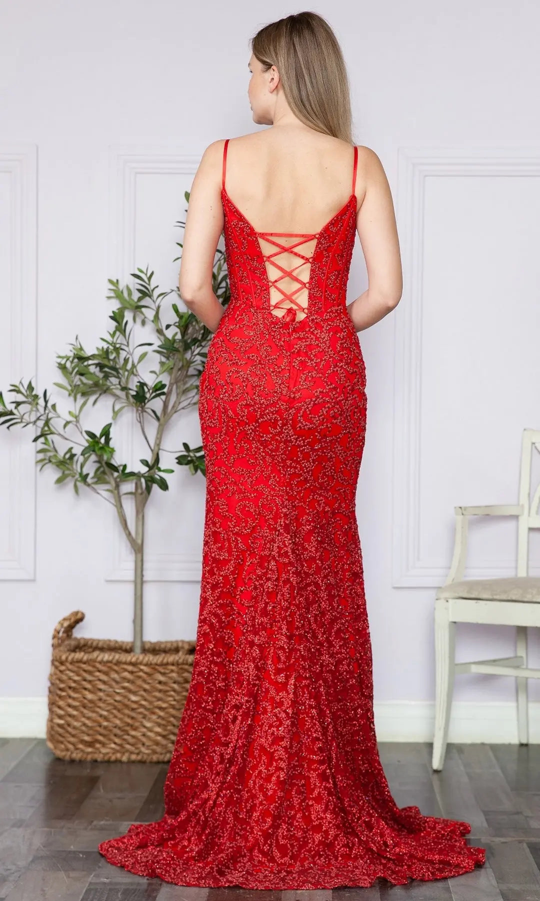 Glamorous Mermaid Sweetheart Sleeveless Corset Beaded Red Long Prom Dresses Women