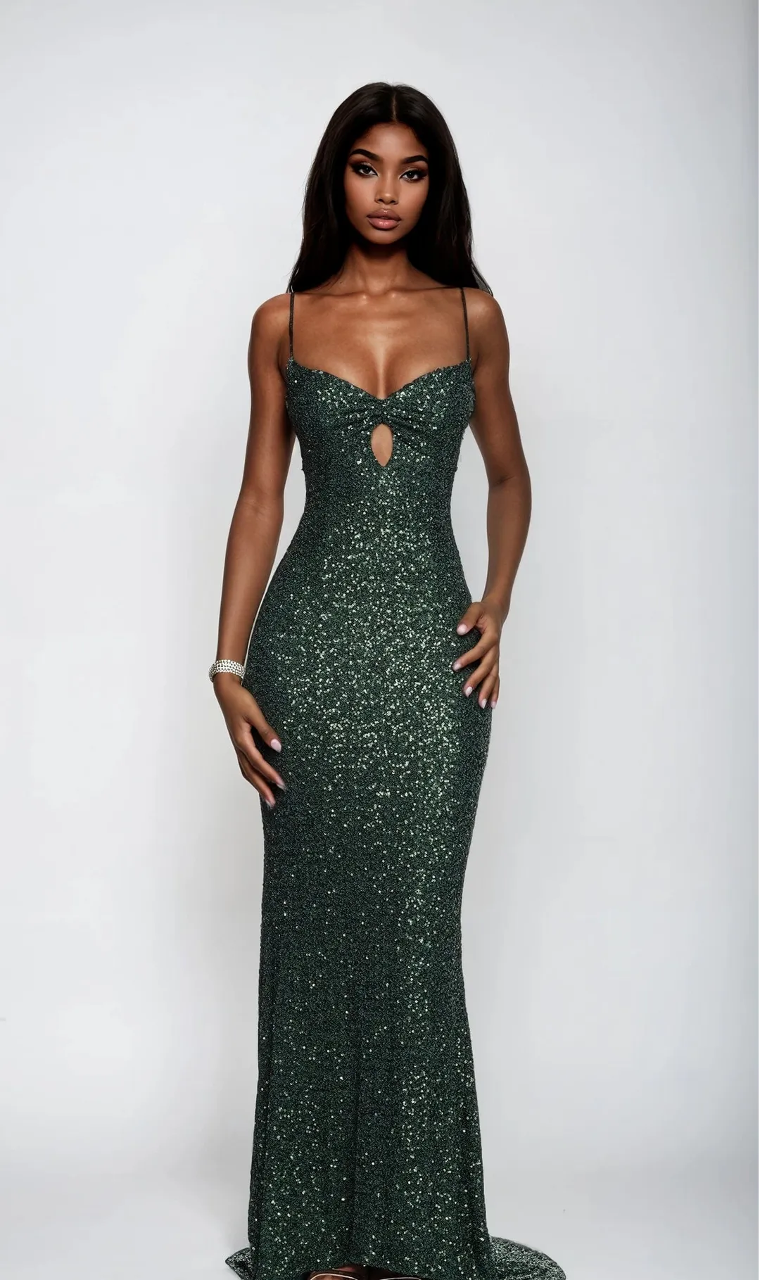 Glamorous Mermaid Sweetheart Sleeveless Cutout Backless Green Long Prom Dresses Women Gown