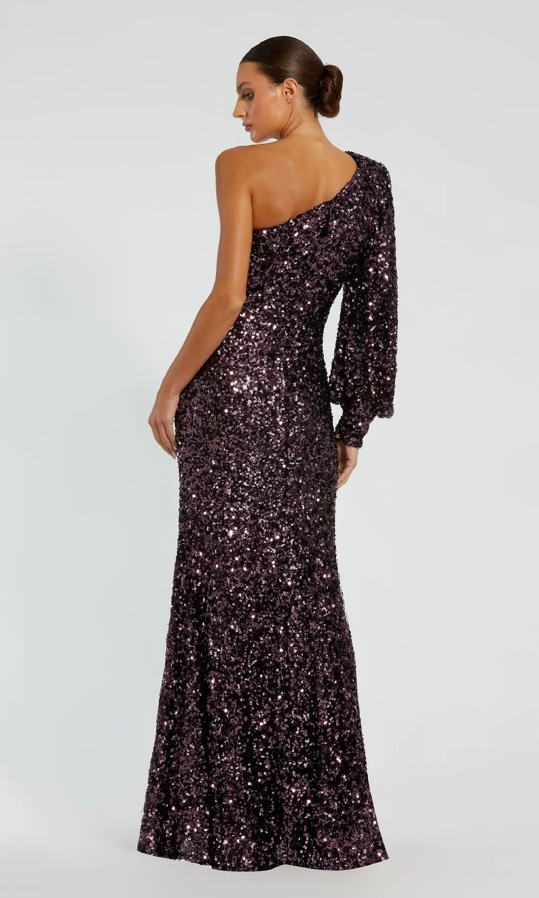 Glamorous Sheath One-Shoulder Long-Sleeve Elegant Gala Purple Maxi Prom Dresses Women