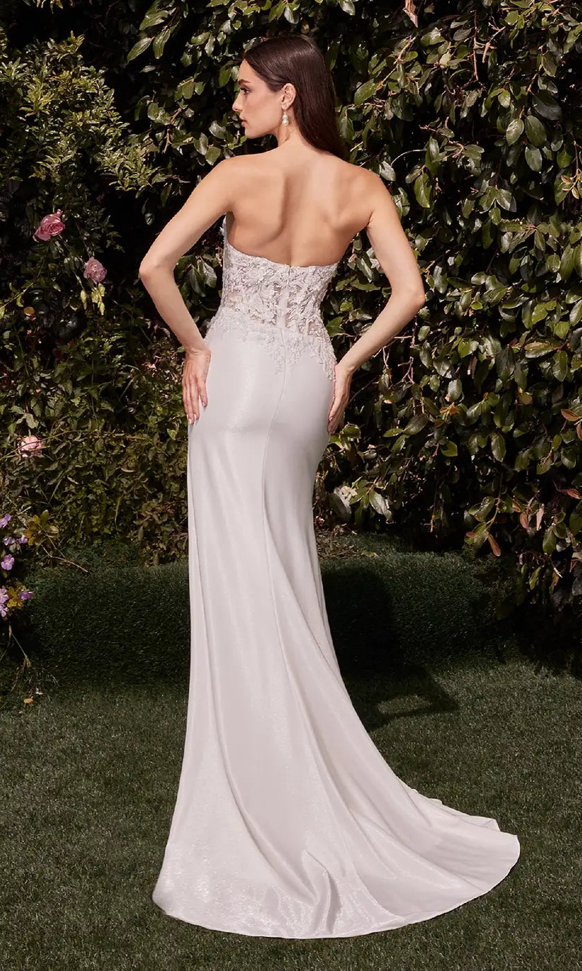 Glamorous Sheath Sweetheart Sleeveless Corset Slit White Long Prom Dresses Gown