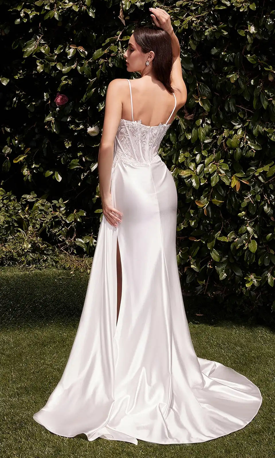 Glamorous Sheath Sweetheart Sleeveless Corset Slit White Long Prom Dresses Women Gown